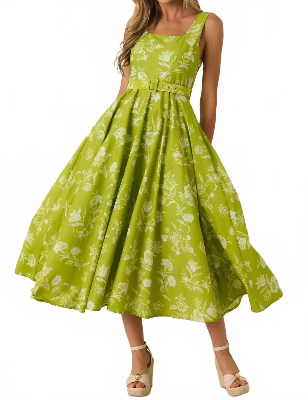 NEW ENTRO floral garden midi dress in green